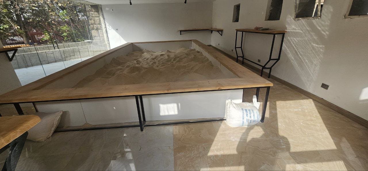 Cafe interior with families